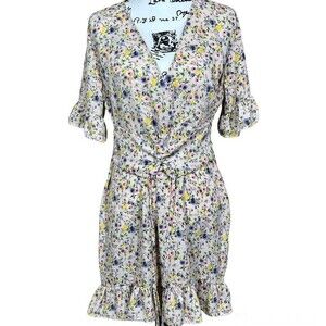 pretty little thing cream dress women sleeve floral Corset swing dress size 10